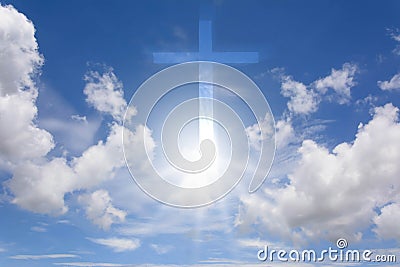 Sky and Sunlight with cross Stock Photo
