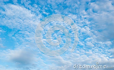 The sky is sunny With white clouds floating outstandingly Stock Photo