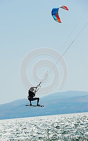 Sky-surfing on lake Kinneret Stock Photo