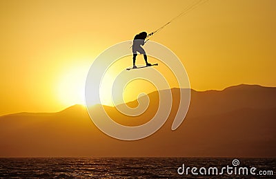 Sky-surfing on lake Kinneret Stock Photo