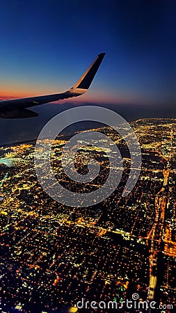 From the sky travel plane sunset sunrise miami Stock Photo