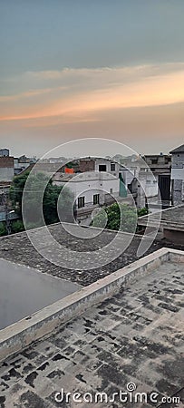 A sky view colours of sky from roof top Stock Photo