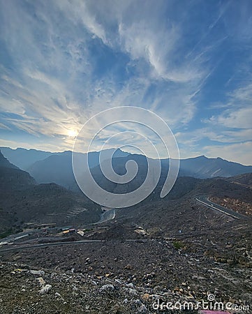 Sky view in UAE jabel jais mountain Stock Photo
