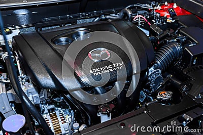SkyActiv Engine of Mazda CX-3 on display Editorial Stock Photo