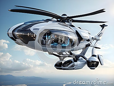 Skybound Innovation: The Future Face of Helicopter Tech Stock Photo