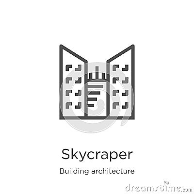 skycraper icon vector from building architecture collection. Thin line skycraper outline icon vector illustration. Outline, thin Vector Illustration