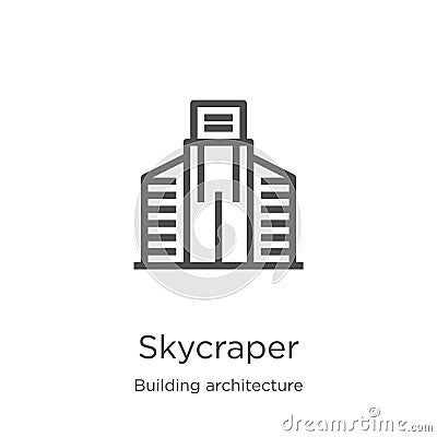 skycraper icon vector from building architecture collection. Thin line skycraper outline icon vector illustration. Outline, thin Vector Illustration