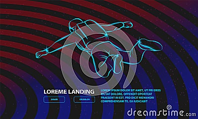 Skydiver jumps with open arms. Vector Sport Background for Landing Page Template. Vector Illustration