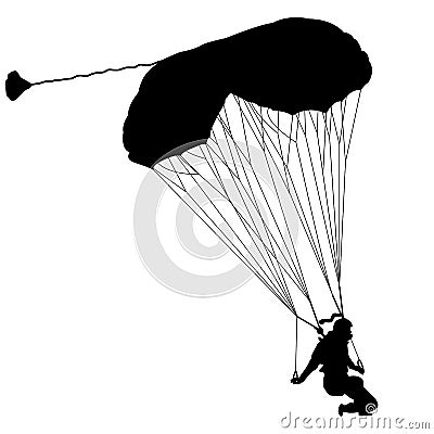 The Skydiver silhouettes parachuting a vector illustration. Vector Illustration