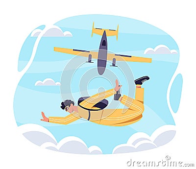 Skydiver at sky vector concept Vector Illustration