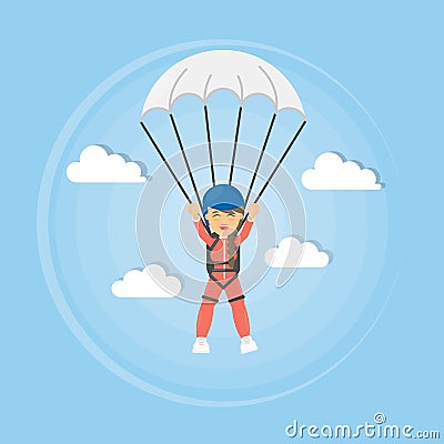 Skydiving active sport. Vector Illustration