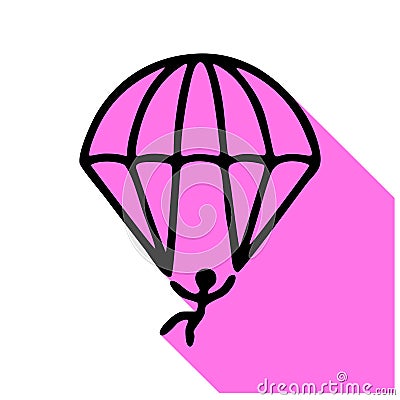 Skydiving flat line icon. Vector thin sign of parachute jumper, sky diving logo Vector Illustration