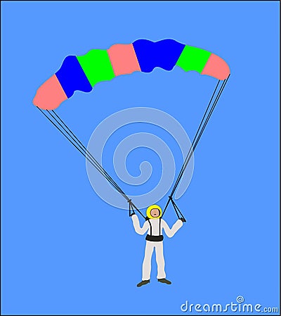 Skydiving Parachute Sports vector illustration against blue sky Vector Illustration