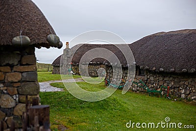 Skye Museum of Island Life with thatched cottages showing how people used to live, located on Isle of Skye, Duntulm Stock Photo