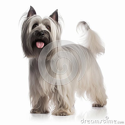 skye terrier Full body facing forward clear white background,generated with AI. Stock Photo