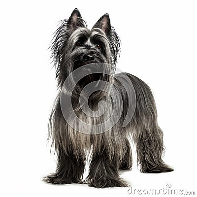 Skye Terrier Full Body Facing Forward Clear White Background,generated