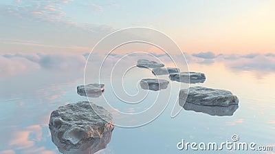 Skyhigh stone path creating a floating walkway above clouds Stock Photo