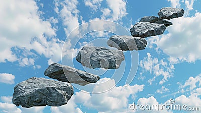 Skyhigh stone path creating a floating walkway above clouds Stock Photo