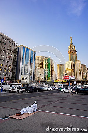 Skyline with Abraj Al Bait Royal Clock Tower Makkah in Mecca, Saudi Arabia. Editorial Stock Photo