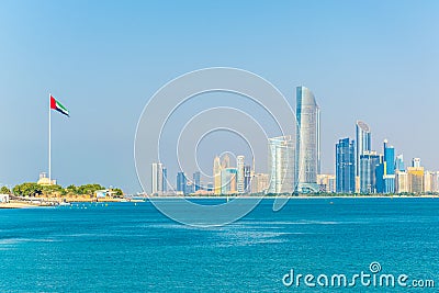 Skyline of Abu Dhabi with the Qasr Al Amwaj theater, UAE Editorial Stock Photo