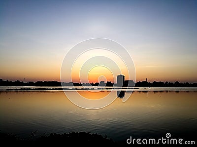 Skyline across Kaen Nakorn Lake , Khonkaen Thailand Stock Photo