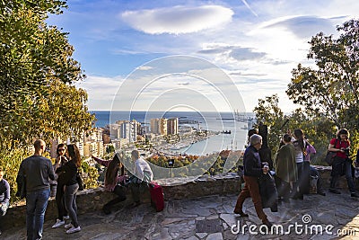 Skyline aerial view of Malaga city, Andalusia, Spain Editorial Stock Photo