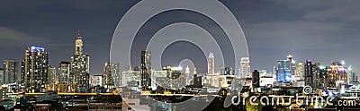 SKYLINE OF BANGKOK CITY CENTER AT NIGHT, THAILAND Editorial Stock Photo