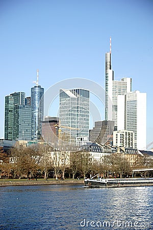 Skyline banking district Frankfurt Stock Photo