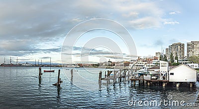 Skyline of the bay of san Francisco in sunset mood Editorial Stock Photo