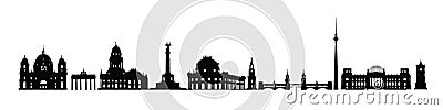 Skyline of Berlin city. Varius landmarks silhouette of Berlin, Germany. Travel Germany famous places icon set Stock Photo