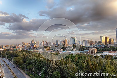 Nairobi Skyline in the evening Editorial Stock Photo