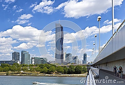 Skyline of Danube City Vienna with the new DC-Tower Editorial Stock Photo