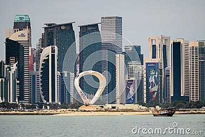 Skyline Doha in the afternoon at Doha corneach, Qatar 10-04-2024 Editorial Stock Photo