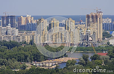 Skyline of Kiev at the Dnieper river Stock Photo