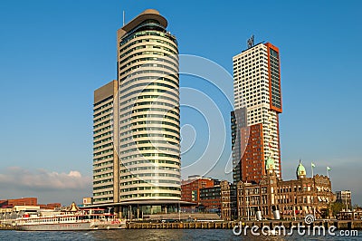 Skyline Kop van Zuid, Rotterdam, Netherlands Editorial Stock Photo