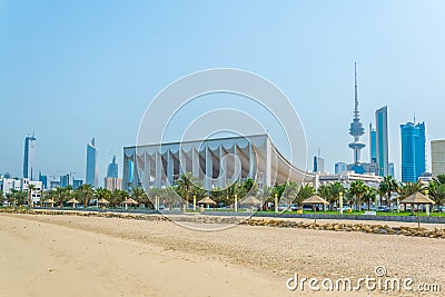 Skyline of Kuwait with the National assenbly building and the Liberation tower....IMAGE Stock Photo