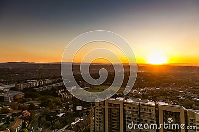 Skyline looking over Sandton City and surrounding business district at Night Editorial Stock Photo