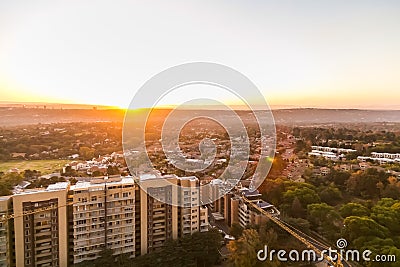 Skyline looking over Sandton City and surrounding business district at Night Editorial Stock Photo