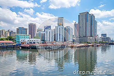 Skyline of manila by Pasig River in philippines Stock Photo