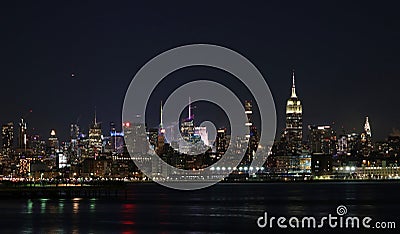 Skyline New York City by night color and lights Stock Photo