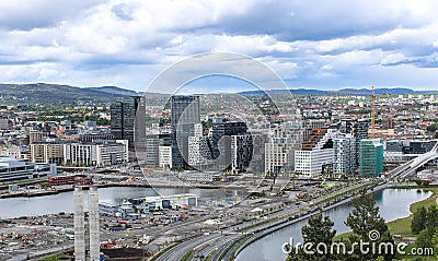 The skyline of Oslo, Norway Editorial Stock Photo