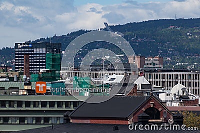 Skyline of Oslo's old downtown Editorial Stock Photo