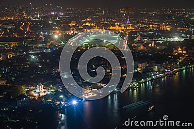 Skyline over Bangkok city. Stock Photo