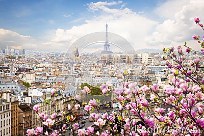 Skyline of Paris with eiffel tower Stock Photo
