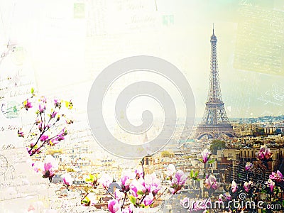 Skyline of Paris with eiffel tower Stock Photo