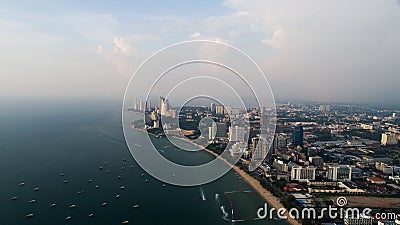 Skyline of Pattaya from aerial view, Pattaya city, Chonburi Editorial Stock Photo