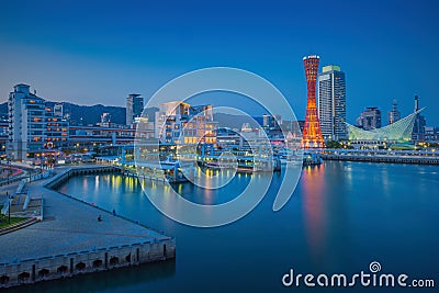 Skyline and Port of Kobe Tower Kansai. Stock Photo