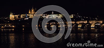 Skyline in Prague by night Stock Photo