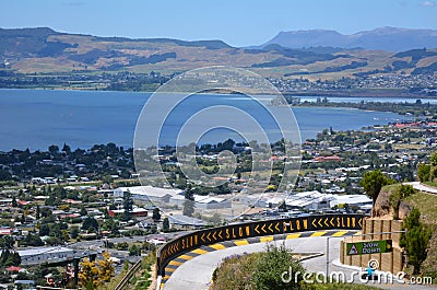 Skyline Rotorua Luge in Rotorua city - New Zealand Editorial Stock Photo