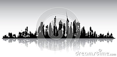 Skyline ruined city Vector Illustration